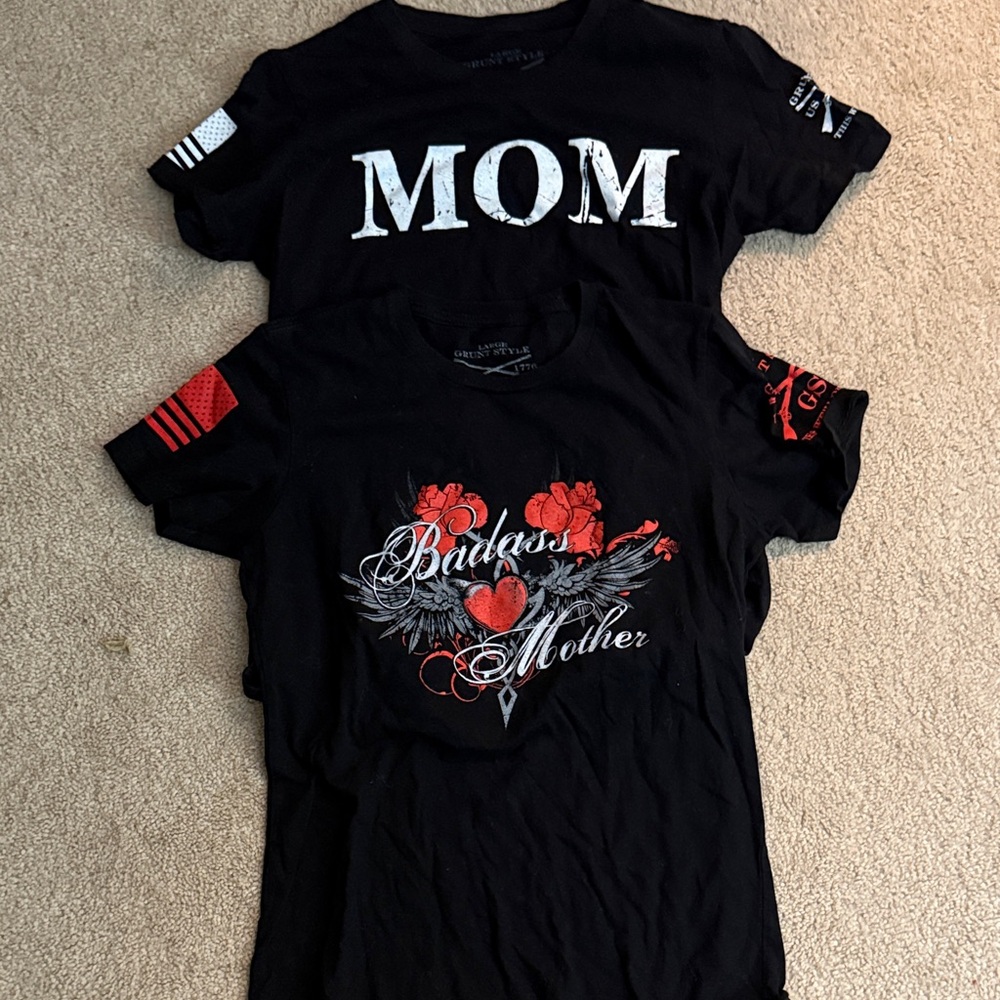 Grunt Style Black 'Mom' and 'Badass Mother' Graphic Tees